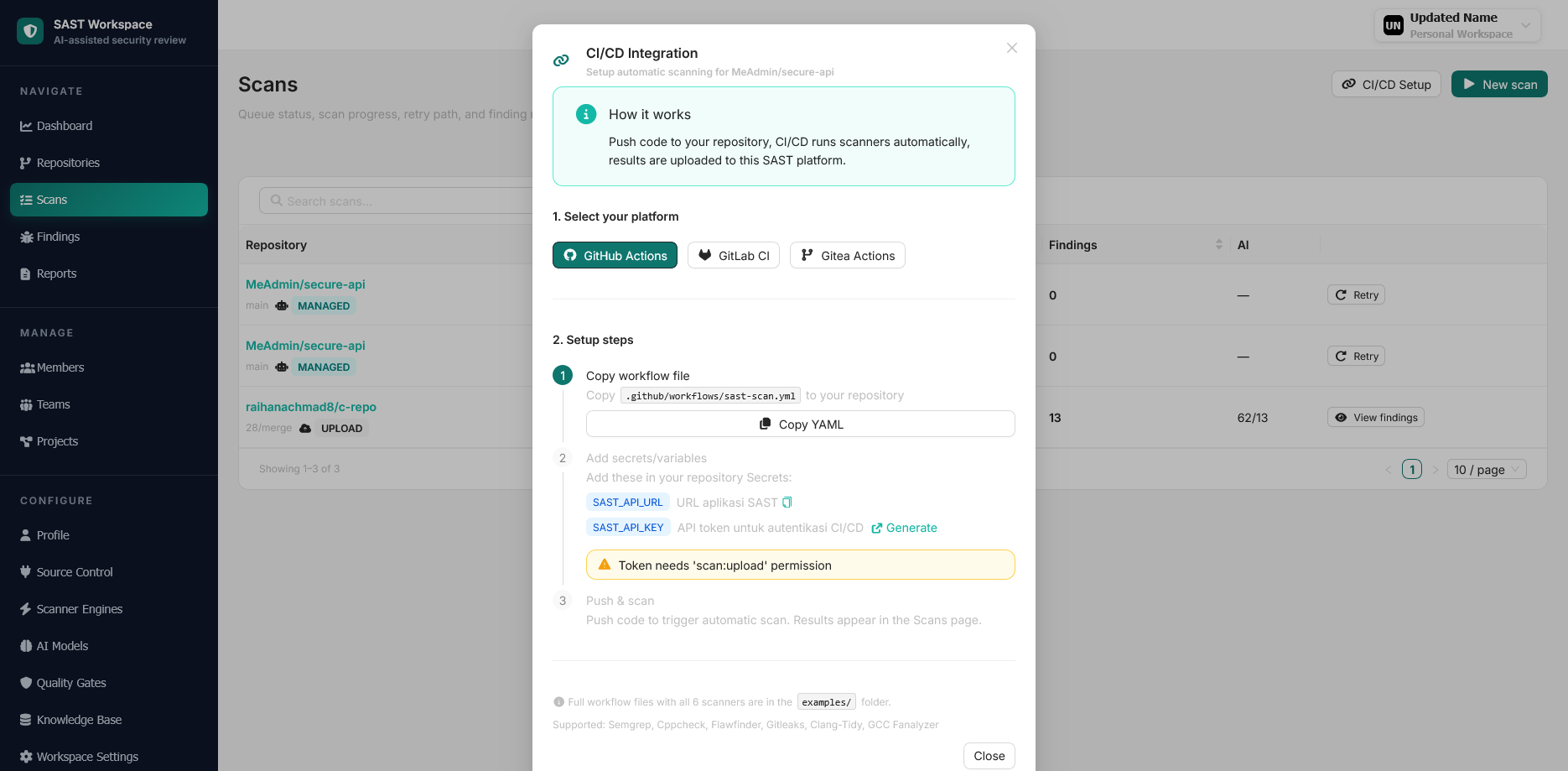Authentication and sign-in screen